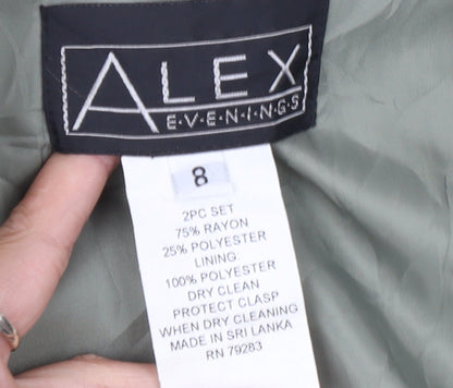 Alex Evenings Women Green Size 8 Shawl Collar Formal Suit Jacket