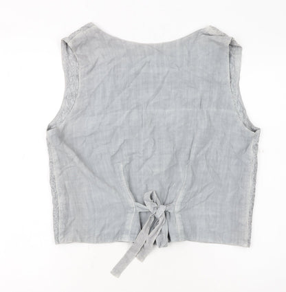 Bugao Women Grey Lace Waistcoat Vest M Sleeveless Buttoned