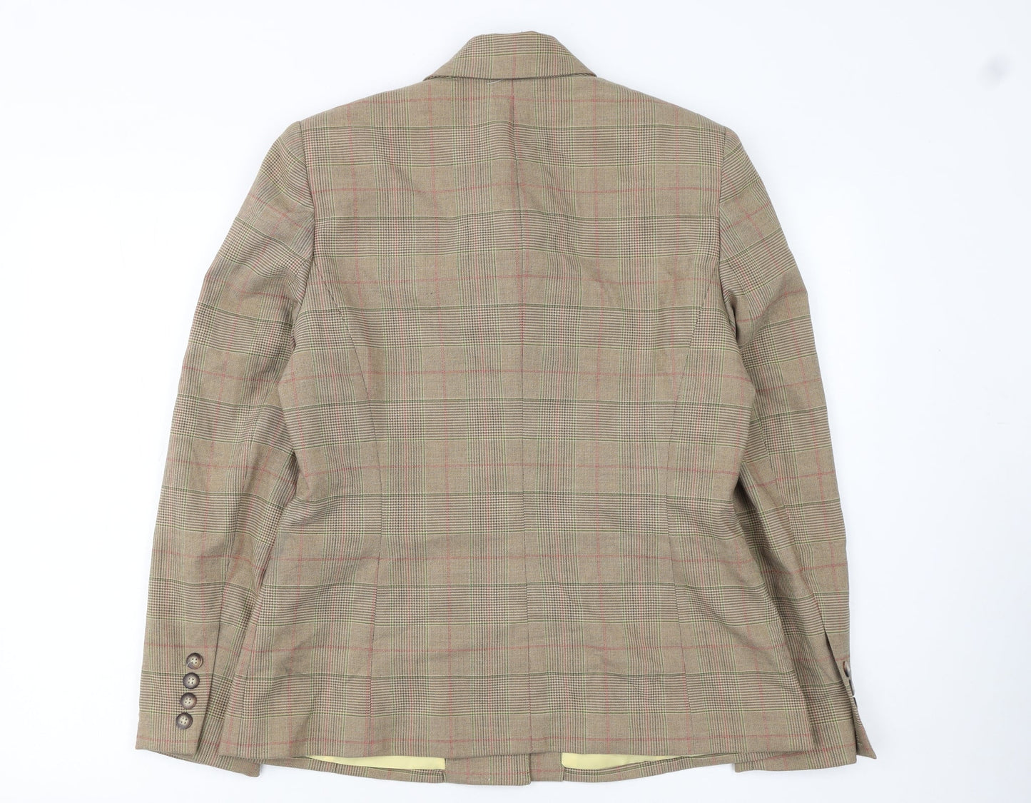 Garfield & Marks Women Brown Check Wool Blend Classic Blazer Size 10
