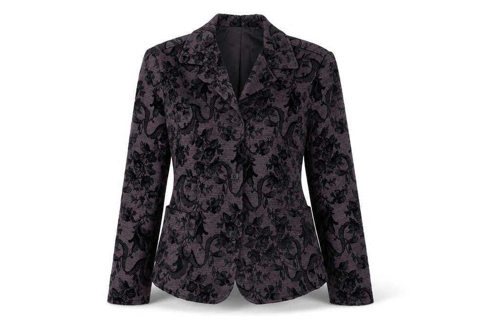 FDJ French Dressing Women's Purple Floral Blazer Medium