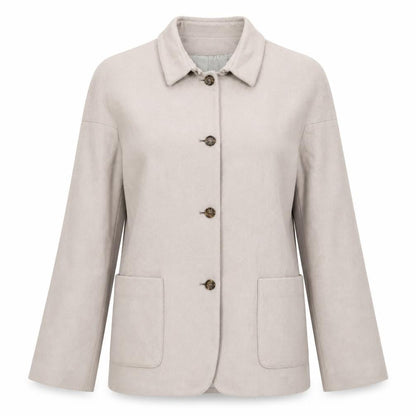 Harvé Benard Womens Beige Wool Blend Mid-Length Jacket Size 12