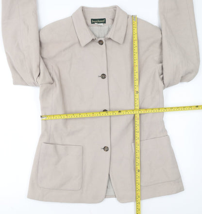 Harvé Benard Womens Beige Wool Blend Mid-Length Jacket Size 12