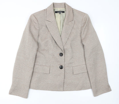 Le Suit Separates Beige Woven Blazer Women Size 12 Classic Two-Button