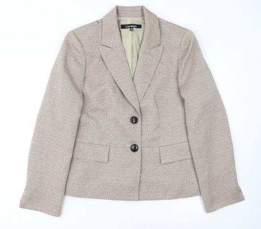 Le Suit Separates Beige Woven Blazer Women Size 12 Classic Two-Button