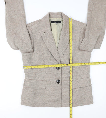 Le Suit Separates Beige Woven Blazer Women Size 12 Classic Two-Button