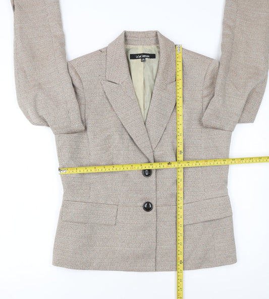 Le Suit Separates Beige Woven Blazer Women Size 12 Classic Two-Button