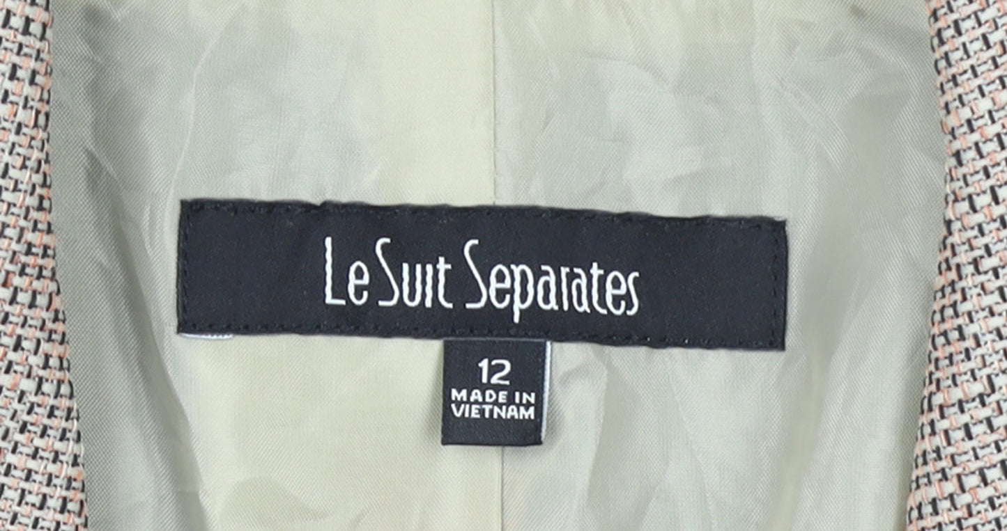 Le Suit Separates Beige Woven Blazer Women Size 12 Classic Two-Button