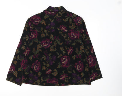 Briggs Womens Petite L Multicoloured Floral Velvet Button-Up Tunic