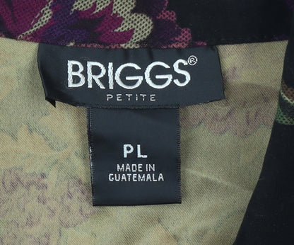 Briggs Womens Petite L Multicoloured Floral Velvet Button-Up Tunic