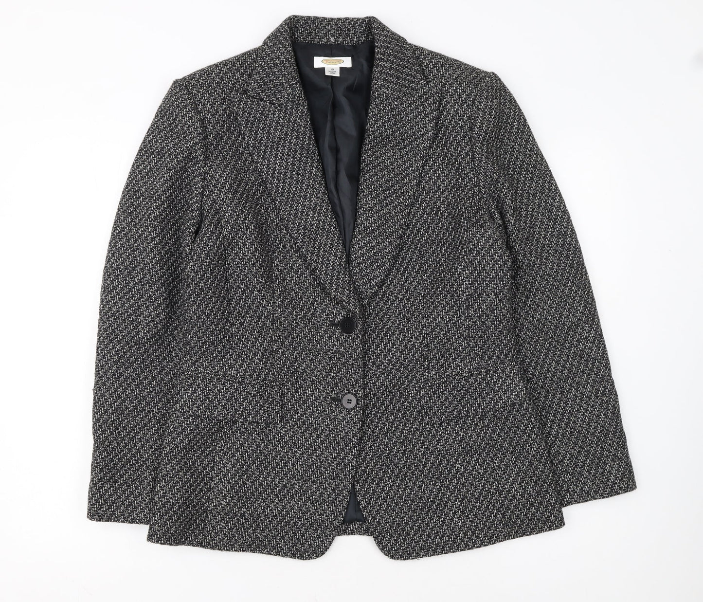 Talbots Women's Grey Wool Tweed Blazer Jacket Size 10 Single Breasted