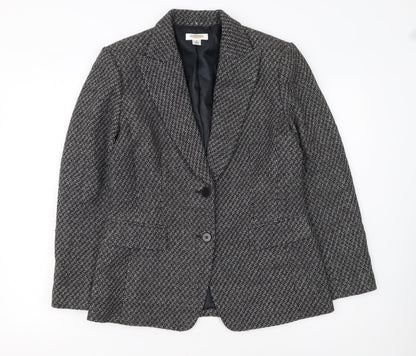 Talbots Women's Grey Wool Tweed Blazer Jacket Size 10 Single Breasted