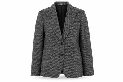 Talbots Women's Grey Wool Tweed Blazer Jacket Size 10 Single Breasted