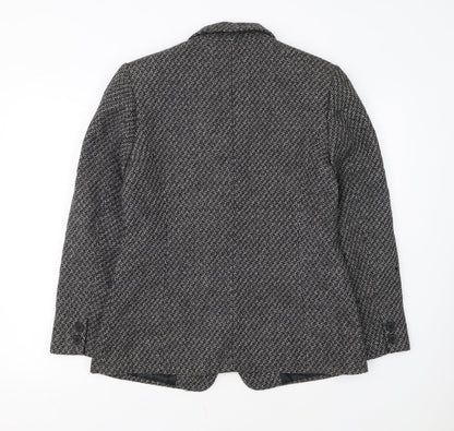 Talbots Women's Grey Wool Tweed Blazer Jacket Size 10 Single Breasted