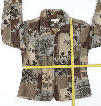 Coldwater Creek Women's Petite Brown Floral Tweed Jacket Size 8