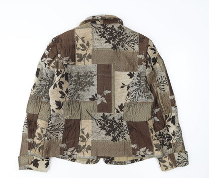 Coldwater Creek Women's Petite Brown Floral Tweed Jacket Size 8