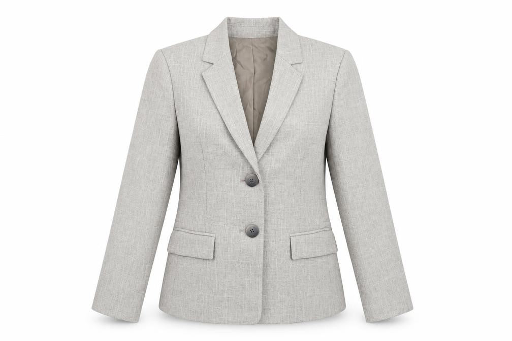 Le Suit Womens Beige Petite Blazer Jacket Size 10P Two-Button Workwear