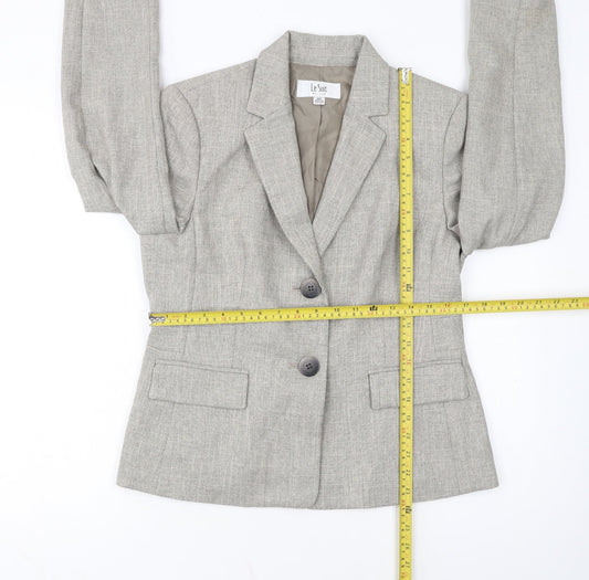 Le Suit Womens Beige Petite Blazer Jacket Size 10P Two-Button Workwear