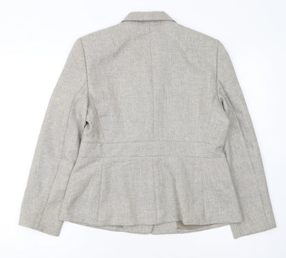 Le Suit Womens Beige Petite Blazer Jacket Size 10P Two-Button Workwear