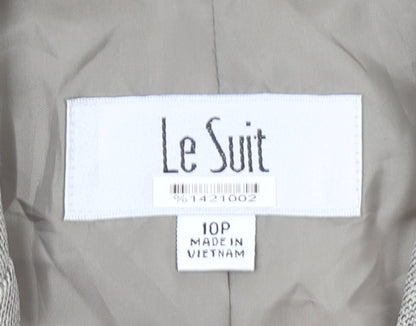 Le Suit Womens Beige Petite Blazer Jacket Size 10P Two-Button Workwear