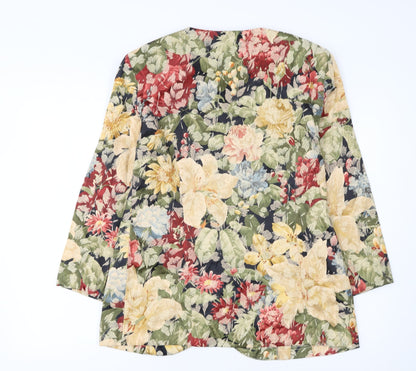 Requirements Women Beige Multicoloured Floral Blazer Size 12 Single-Breasted