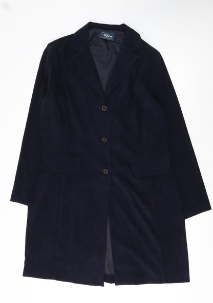 Rico Girls Blue Polyester Mid-Length Buttoned Coat 15-16 Years