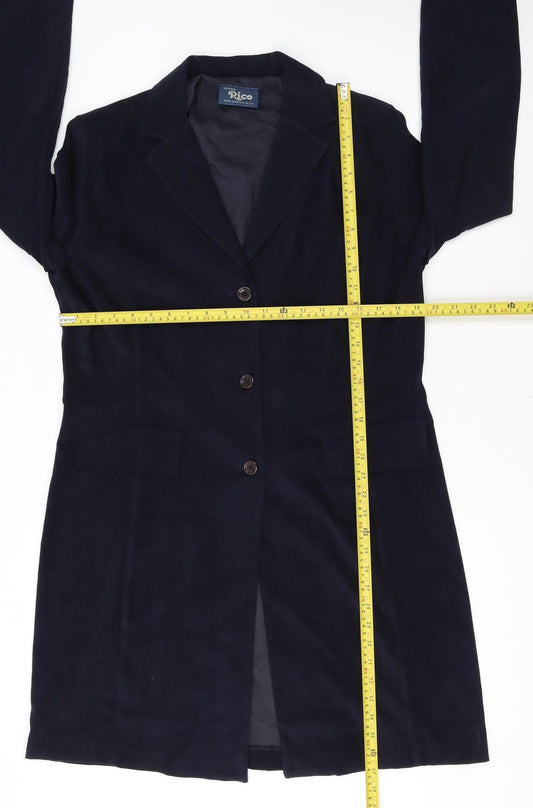 Rico Girls Blue Polyester Mid-Length Buttoned Coat 15-16 Years