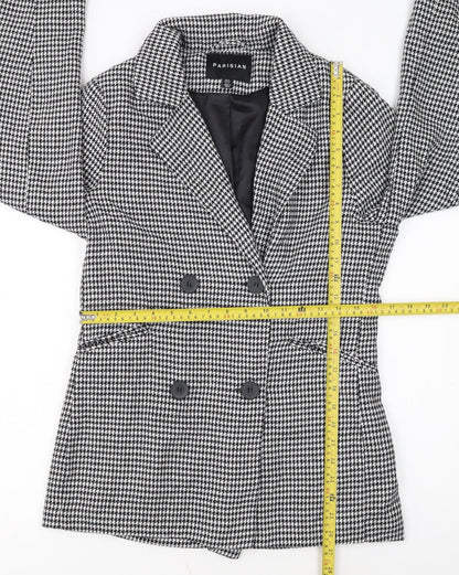 Parisian Women Black & White Houndstooth Double-Breasted Blazer Size 12