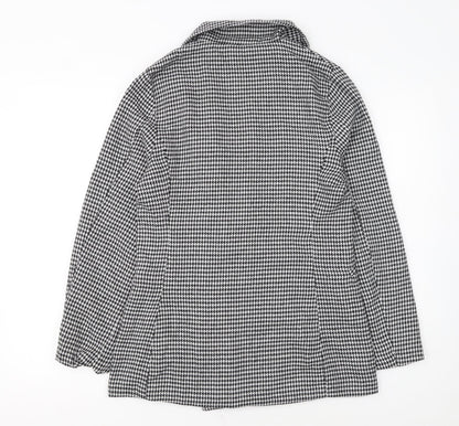 Parisian Women Black & White Houndstooth Double-Breasted Blazer Size 12