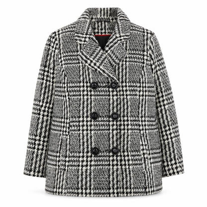 Classics Women's Black & White Checked Double-Breasted Wool Blend Blazer Size 16