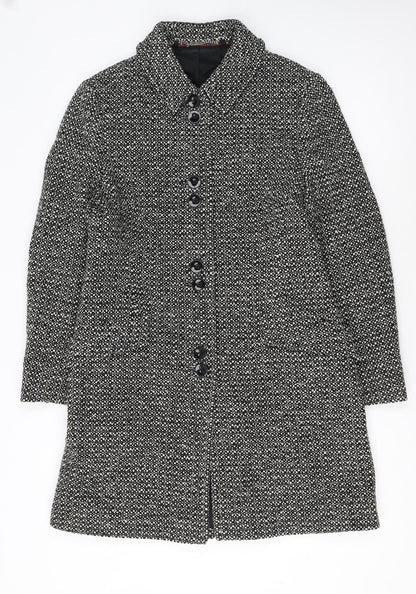 Next Petite Women's Black Wool Blend Mid-Length Coat Size 10