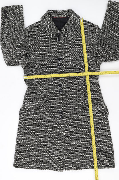 Next Petite Women's Black Wool Blend Mid-Length Coat Size 10