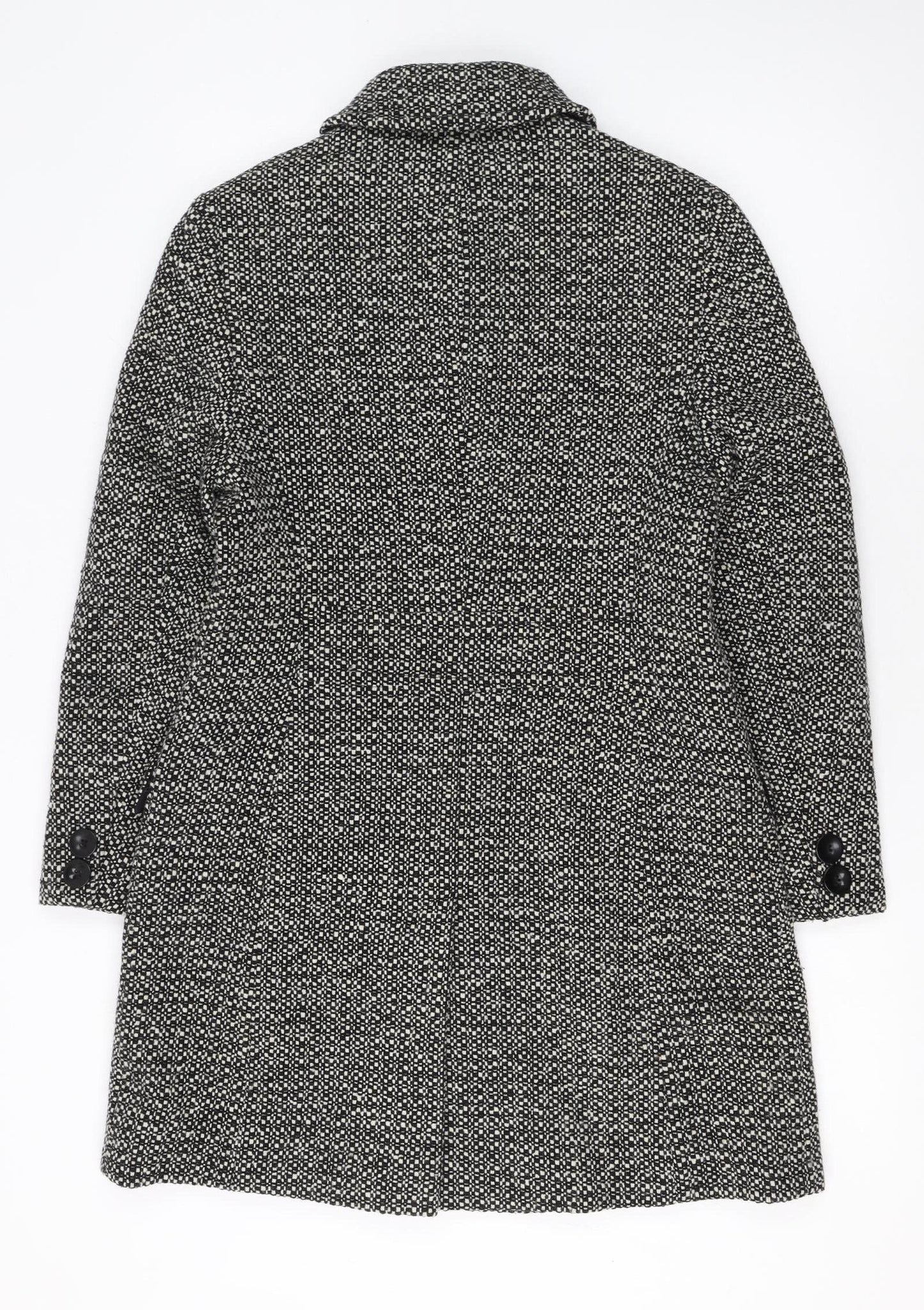 Next Petite Women's Black Wool Blend Mid-Length Coat Size 10