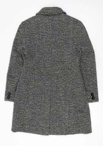 Next Petite Women's Black Wool Blend Mid-Length Coat Size 10
