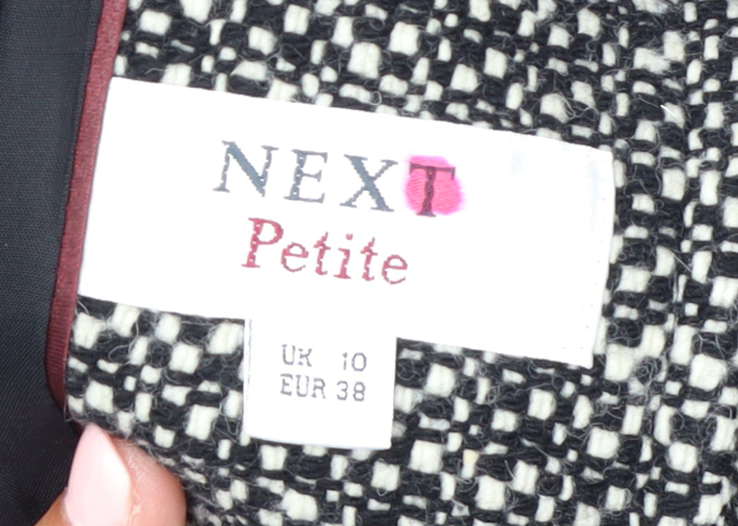 Next Petite Women's Black Wool Blend Mid-Length Coat Size 10