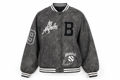 H&M Divided Women's Black Varsity Baseball Jacket Size 8 Polyester