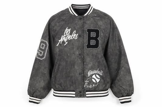 H&M Divided Women's Black Varsity Baseball Jacket Size 8 Polyester