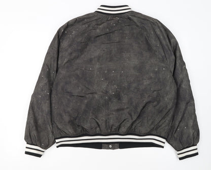 H&M Divided Women's Black Varsity Baseball Jacket Size 8 Polyester