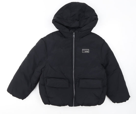 Marks and Spencer Boys Black Hooded Puffer Jacket 8-9 Years Winter Coat