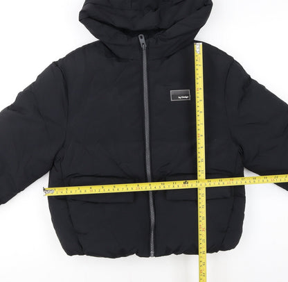 Marks and Spencer Boys Black Hooded Puffer Jacket 8-9 Years Winter Coat