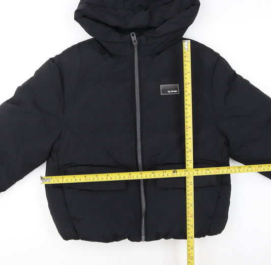Marks and Spencer Boys Black Hooded Puffer Jacket 8-9 Years Winter Coat