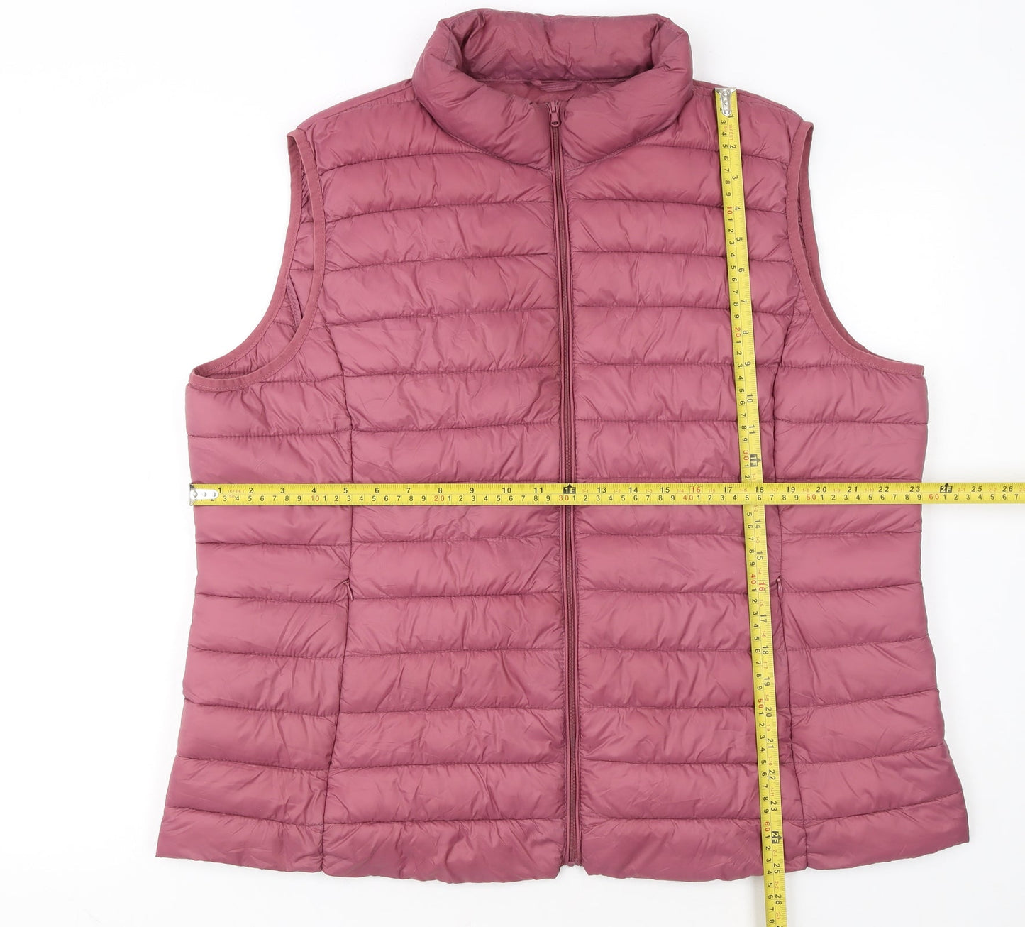 Dunnes Stores Womens Pink Puffer Waistcoat XL Lightweight Quilted Gilet