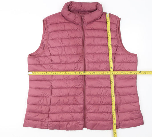 Dunnes Stores Womens Pink Puffer Waistcoat XL Lightweight Quilted Gilet