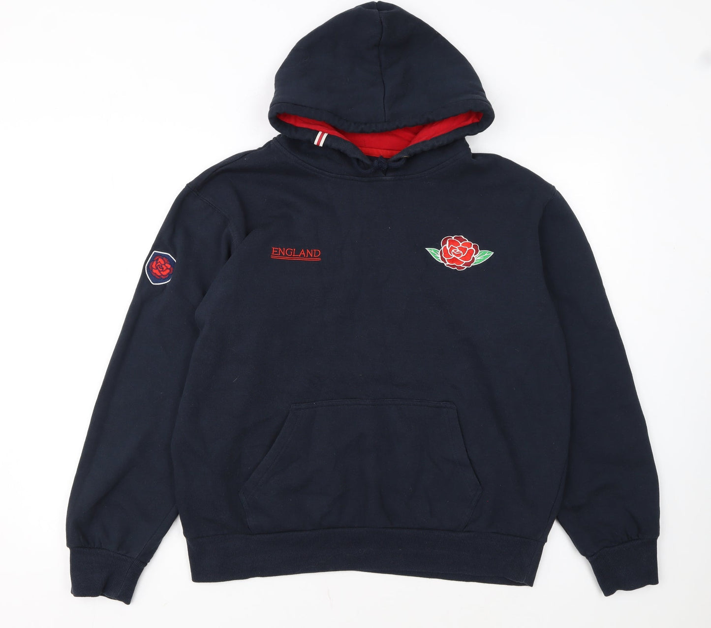 Authentic Originals England Men's Blue Pullover Hoodie M Rugby Fleece