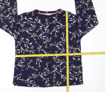 White Stuff Womens Blue Floral Button Cardigan UK 12 Cotton