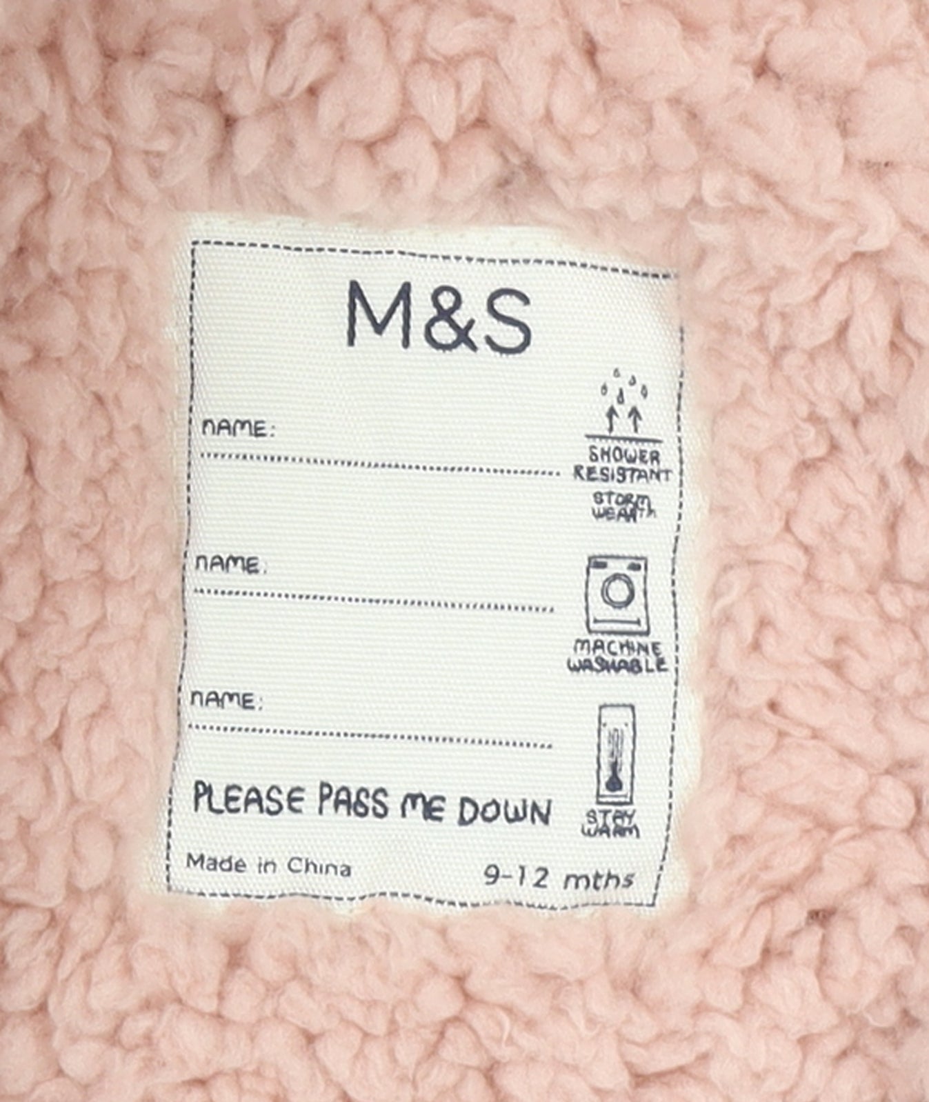 Marks and Spencer Unisex Baby Pink 9-12M Quilted Hooded Snowsuit