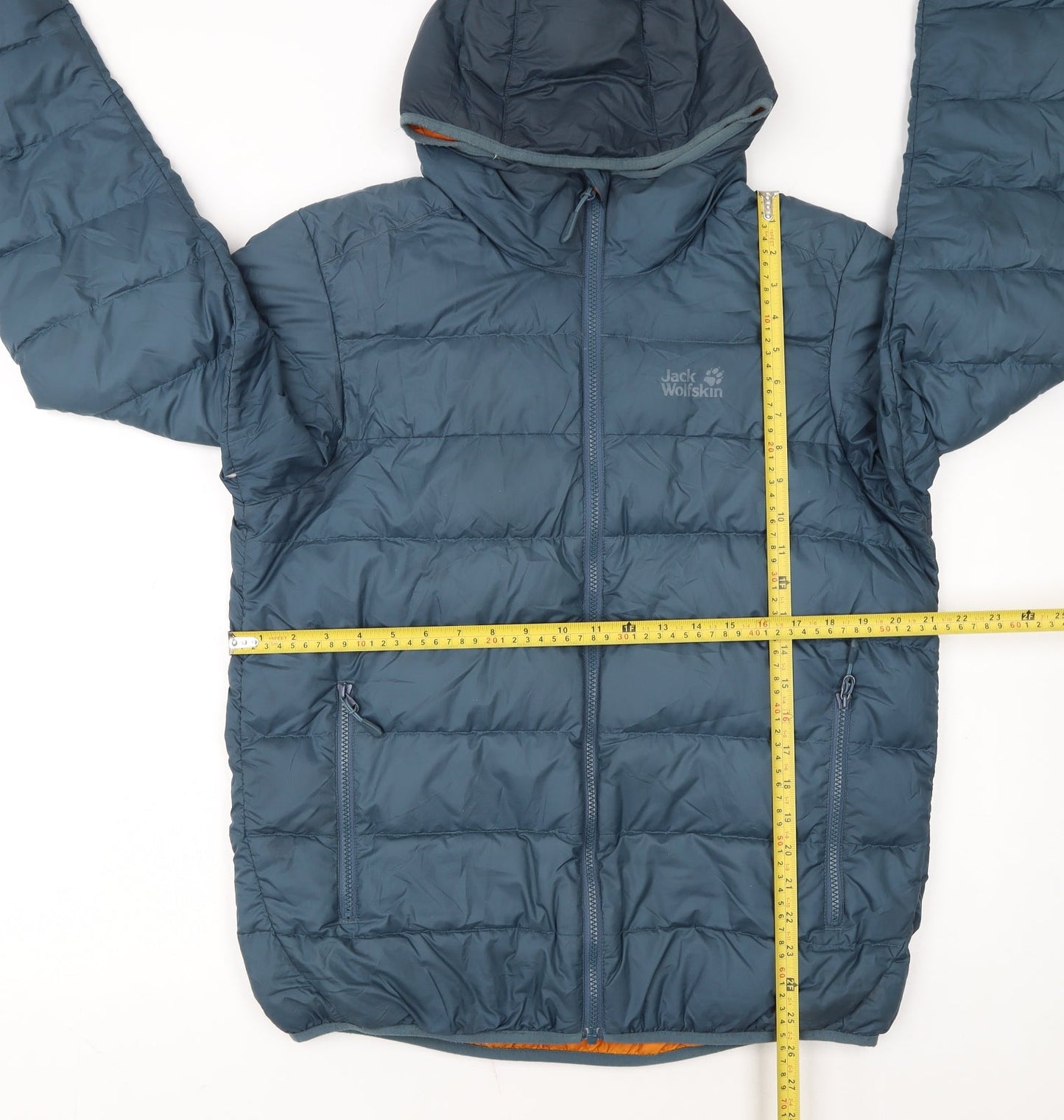 Jack Wolfskin Men's Blue Hooded Puffer Jacket Size M 40 in Hiking Outdoor
