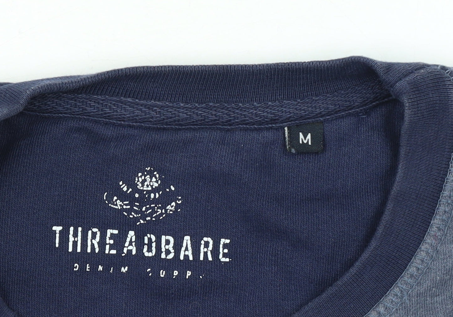 Threadbare Men’s Blue Colour Block Crew Neck Sweatshirt Size M