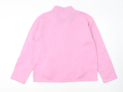 Anne Lançay Women's Pink Full Zip Embroidered Fleece Jacket UK 18/20