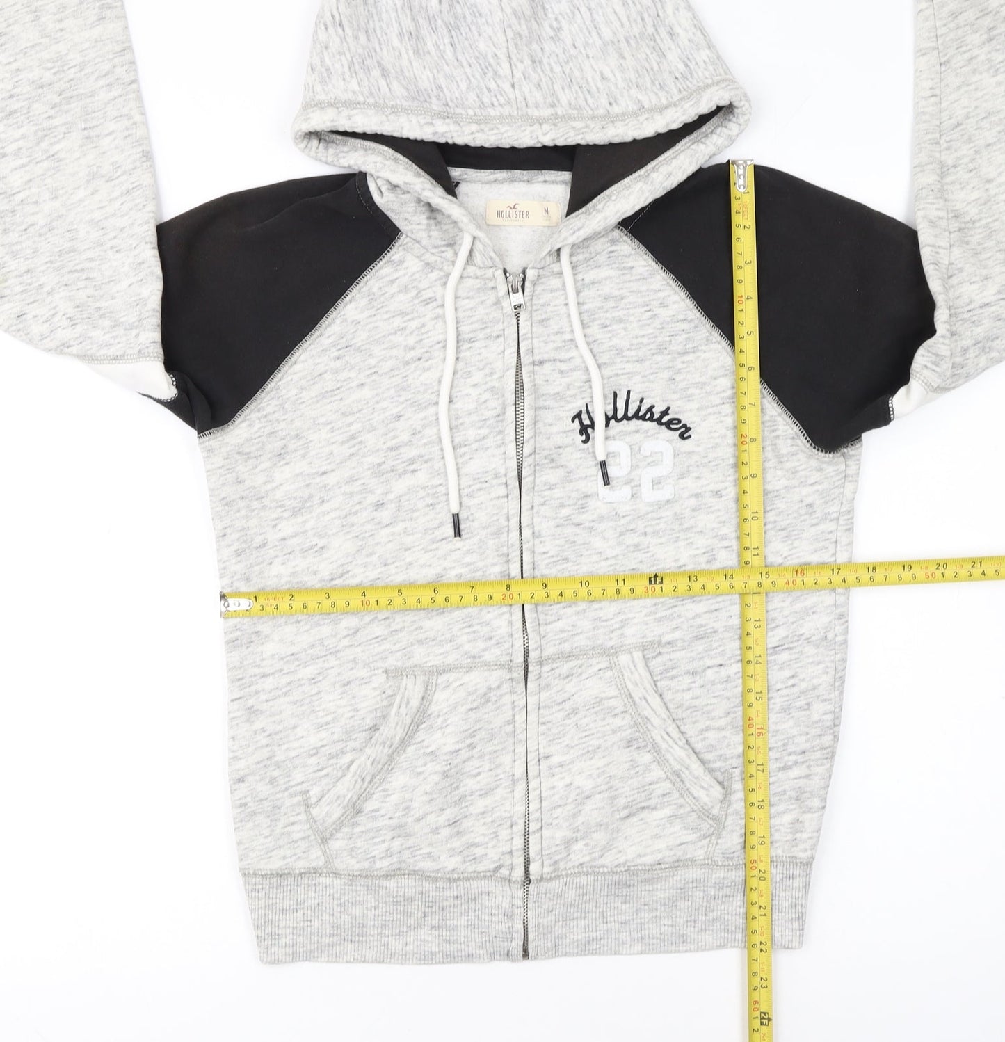 Hollister Women’s Grey & Black Full Zip Hoodie M Cotton Blend