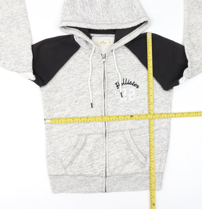 Hollister Women’s Grey & Black Full Zip Hoodie M Cotton Blend